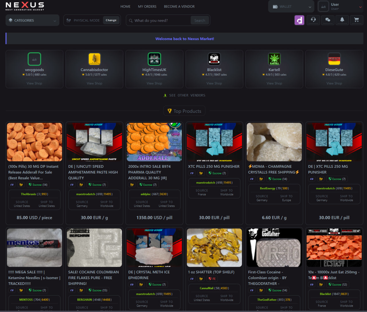 Nexus Onion archived user interface screenshot